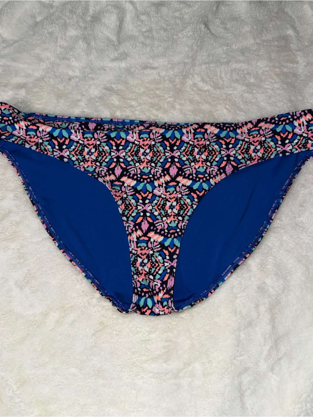 aerie Blue Floral Mosaic One-Piece Swimwear (blue, pink, teal)